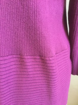 JM COLLECTION, Violet Purple, Rayon, Polyester, Solid, No Closures, Long Sleeves, Shawl Collar, Rib Knit Vertical for Body and Horizontal for Hem