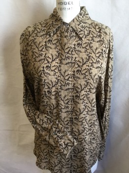 CLASSIQUES ENTIER, Dk Brown, Tan Brown, Lt Brown, Silk, Swirl , L/S, Button Front, Collar Attached