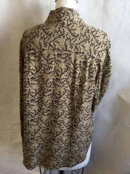 CLASSIQUES ENTIER, Dk Brown, Tan Brown, Lt Brown, Silk, Swirl , L/S, Button Front, Collar Attached