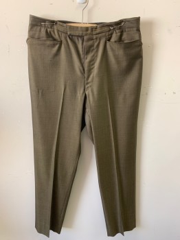 N/L, Olive Green, Polyester, Solid, Zip Front, Extender Waistband, 2 Front Pockets, 2 Double Welt Back Pockets, Iridescent, **Holes Near Back Pocket, Pilling On Seat