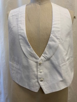DOMINIC GHERARDI, Off White, Cotton, Wool, Self Pattern, Shawl Lapel, Single Breasted, Button Front, 3 Plastic Buttons, 2 Pockets, Belted Back