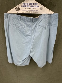 Mens, Shorts, ST. JOHN'S BAY, Powder Blue, Cotton, Solid, 42, Flat Front, Zip Fly, 4 Pockets, Belt Loops