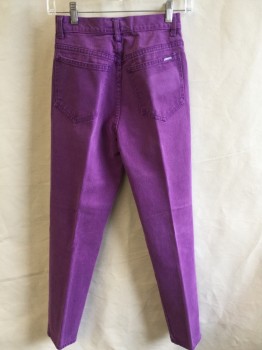JEANJER- JORDACHE, Orchid Purple, Cotton, Solid, 5 Pockets, Silver Button Front,