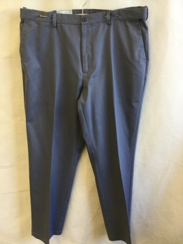 DAVID TAYLOR, Warm Gray, Cotton, Solid, 1.5" Waistband with Belt Hoops, Flat Front, Zip Front, 4 Pockets
