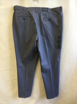 DAVID TAYLOR, Warm Gray, Cotton, Solid, 1.5" Waistband with Belt Hoops, Flat Front, Zip Front, 4 Pockets