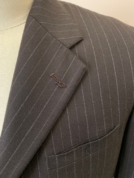 Mens, 1930s Vintage, Suit, Jacket, MTO, Brown, Taupe, Wool, Synthetic, Stripes - Pin, 42, 3 Bttns, Single Breasted, Notched Lapel, 3 Pckts, Multiples, See CF001232, No Pants