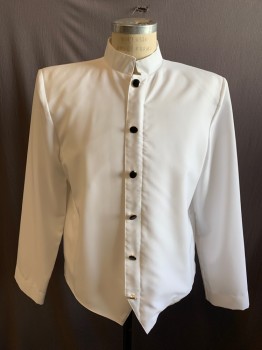 Mens,  Waiter Jacket, NEIL ALLYN, Poly/Cotton, Solid, M, White W/ BTN Frogs & Loops,  &  Zipper Under Placket