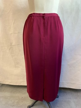 DIVA'S COUTURE, Dk Red, Polyester, Solid, Ankle Length, Elastic Side Waistband, Zip Back, Center Back Slit