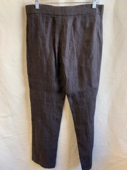 MTO, Brown, Black, Polyester, Stripes - Diagonal , F.F, Zip Front, Self Piped Detail Down Front Crease And Around Knee