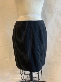 Womens, Suit, Skirt, MAX MARA, Black, White, Wool, Stripes - Pin, W27, Side Zipper, A-line,  Knee Length