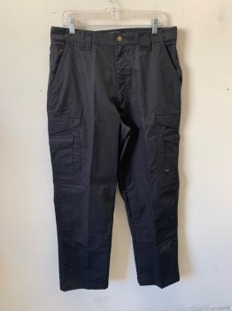 TRU-SPEC, Black, Poly/Cotton, Solid, Tactical Pants, Slant Pockets, Zip Front, 4 Cargo Pockets, 2 Back Pockets