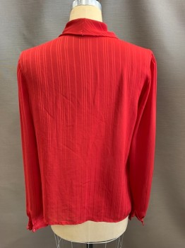 UPPERCLASS, Red, Polyester, Self Vertical Stripe, Layered C.A., 1/4 B.F., Covered Btns, L/S