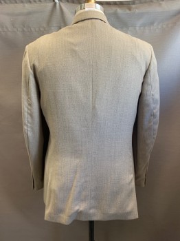 CINTAS, Khaki Brown, Black, Wool, 2 Color Weave, Notched Lapel, Single Breasted, Button Front, 3 Buttons,  3 Pockets