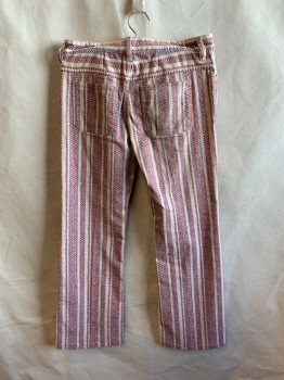 Mens, Jeans, ISABEL, Red, Blue, Off White, Cotton, Herringbone, Stripes, 30/29, 5 Pockets, MULTIPLES