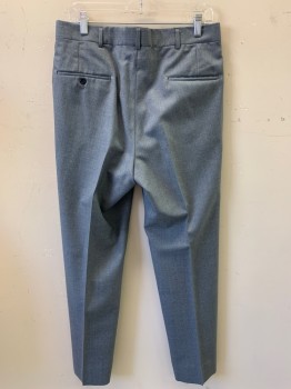 Hart Schafner Marx, Gray, Blue, Wool, Elastane, 2 Color Weave, F.F, Slant Pockets, Zip Front,
