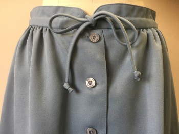 PANTHER, Powder Blue, Polyester, Solid, Button Front, Drawstring, Gathers Into Waistband, A-line