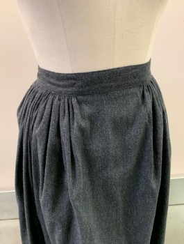 N/L MTO, Dk Gray, Wool, Solid, Heavy Wool, 1" Wide Waistband, Gathered Waist, Button Closures, Floor Length, Made To Order