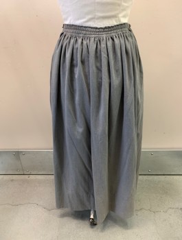 Womens, Historical Fiction Skirt, N/L MTO, Gray, Cotton, W34-60, Aged/Worn Appearance, Drawstring Waist with Elastic Panel Added, Ankle Length, Made To Order