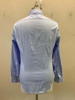 Mens, Casual Shirt, Bloomingdales, Lt Blue, White, Cotton, Pin Dot, 34-35, 16, L/S, Button Front, Collar Attached,