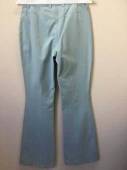 Womens, Slacks, ESCADA, Lt Blue, Cotton, Spandex, Solid, 26, Stretch Twill, High Waist, Flared Leg, Zip Fly, 1 Small Front Pocket at Side with 2 Faux/Non Functional Pockets, No Back Pockets, Gold Stud "Rivet" Details at Faux Pockets