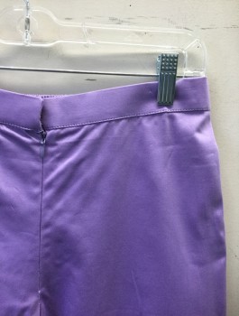 Womens, Pants, N/L, Lavender Purple, Cotton, Solid, H:36, W27-30, 1" Wide Self Waistband, Elastic Waist in Back, Invisible Zipper at Center Front, High Waist, Cigarette Cropped Pant