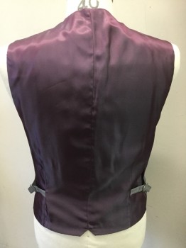 Mens, Suit, Vest, EFFETTI, Lt Gray, Gray, Wool, Herringbone, Stripes, 40R, 5 Buttons, 2 Adjustable Side Belts
