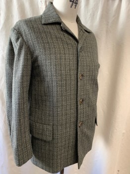 MTO, Olive Green, Khaki Brown, Dk Gray, Wool, Plaid, Single Breasted, Collar Attached, Woven Plaid, 2 Pockets, Multiples