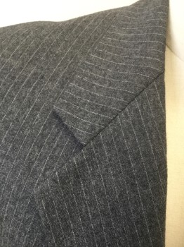 GIVENCHY, Gray, White, Wool, Stripes - Pin, Single Breasted, Notched Lapel, 2 Buttons, 3 Pockets,