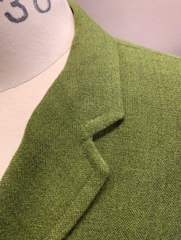 Mens, Blazer/Sport Co, WYNBRIER, Avocado Green, Linen, Solid, 40S, Single Breasted, Notched Lapel, 3 Gold Buttons, 3 Patch Pockets with Flaps,