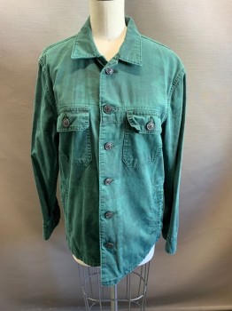 Womens, Casual Jacket, ABERCROMBIE& FITCH, Forest Green, Cotton, Camouflage, XS, Collar Attached, Button Front, Long Sleeves, 2 Pockets