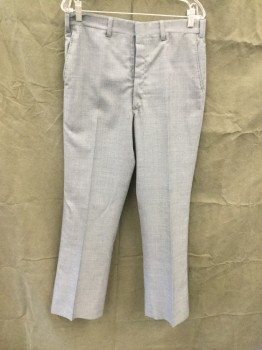 Mens, 1920s Vintage, Suit, Pants, MADISON, Lt Blue, Wool, Oxford Weave, 32/31, Flat Front, Zip Fly, 4 Pockets, Belt Loops