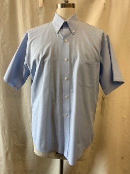 CINTAS, Lt Blue, Poly/Cotton, Solid, Button Down Collar, Short Sleeves, 1 Pocket,