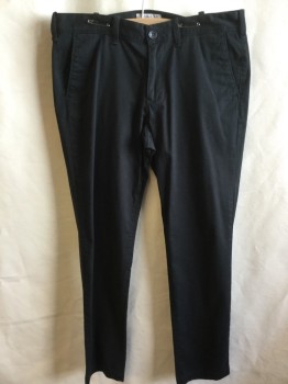 EXPRESS, Black, Cotton, Spandex, Solid, 1.5" Waistband with Belt Hoops, Flat Front, Zip Front, 4 Pockets
