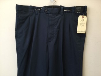 NORDSTROM, Navy Blue, Cotton, Solid, Double Pleats, 4 Pockets,