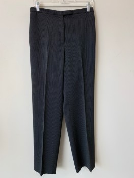 Womens, 1990s Vintage, Suit, Pants, TAHARI, Black, White, Polyester, Rayon, Stripes - Pin, W28, F.F, Side Pockets, Zip Front,