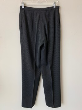 Womens, 1990s Vintage, Suit, Pants, TAHARI, Black, White, Polyester, Rayon, Stripes - Pin, W28, F.F, Side Pockets, Zip Front,