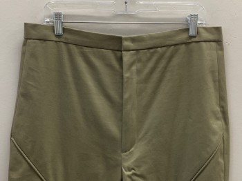 NO LABEL, Khaki Brown, Polyester, Cotton, Solid, F.F, Zip Front, Pipping Detail, Bottom Inseam Zipper, Made To Order