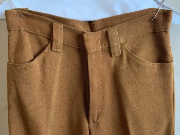 Mens, Pants, KOTZIN CO., Brown, Ochre Brown-Yellow, Synthetic, 2 Color Weave, 26/28, Flat Front, Zip Fly, 4 Pockets, Belt Loops