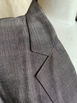 Mens, Blazer/Sport Co, TOUCH, Gray, Black, Polyester, Rayon, Stripes - Static , Sz.L, 42R, Single Breasted, Notched Lapel, 1 Button, Low Front Opening, 2 Patch Pockets