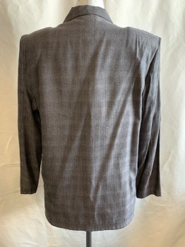 TOUCH, Gray, Black, Polyester, Rayon, Stripes - Static , Single Breasted, Notched Lapel, 1 Button, Low Front Opening, 2 Patch Pockets