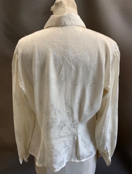 NOTATIONS, Off White, Polyester, Paisley/Swirls, Floral, L/S, Button Front, Pleated Front In Yoke