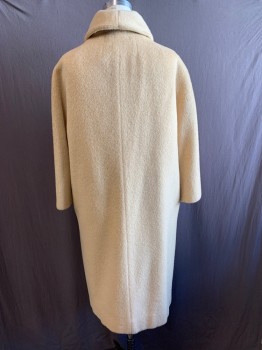 Womens, Coat, LILLI ANN, Cream, Acrylic, Solid, 42, C.A., 4 Covered Buttons, 2 Buttons, Hook & Eyes at Collar