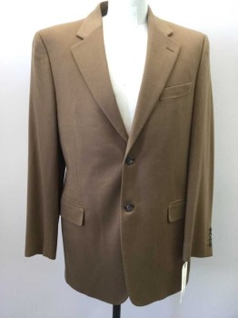 Mens, Sportcoat/Blazer, GIANNI FILACCI, Caramel Brown, Cashmere, Solid, 42L, Single Breasted, 2 Buttons,  Notched Lapel, 3 Pockets,