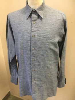 Mens, Dress Shirt, MTO, Lt Blue, Dk Blue, Cotton, Diamonds, 35, 15, Made To Order, Long Sleeves, Button Front, Collar Attached,