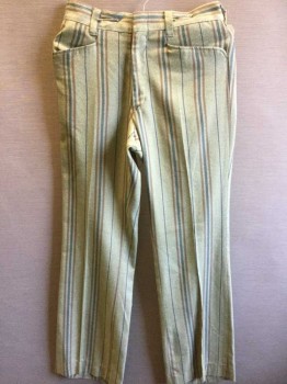 Mens, Pants, LEVI'S, Moss Green, Navy Blue, Forest Green, Brown, Polyester, Stripes - Vertical , Heathered, L30, W29, Flat Front, 4 Pockets, Zip Front, Belt Loops,