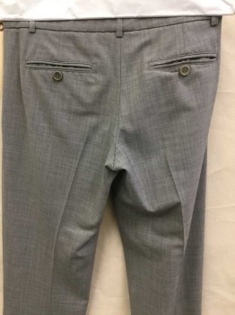 Womens, Slacks, THEORY, Lt Gray, Wool, Spandex, Heathered, 0, Zip Front, Flat Front, Low Rise, Belt Loops, 4 Pockets, Slightly Flared