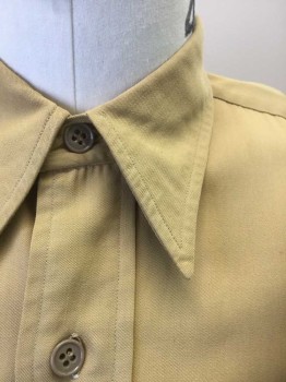 Mens, Casual Shirt, ELBECO, Camel Brown, Cotton, Solid, Slv:33, N:16, L/S, B.F., C.A., 2 Flap Pockets with Button Closures,