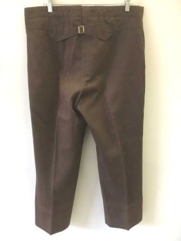 N/L, Brown, Cotton, Solid, Button Fly, 2 Side Seam Pockets, Belted Back, Made To Order