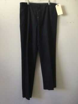NO LABEL, Navy Blue, Wool, Heathered, Heather Navy, Flat Front,