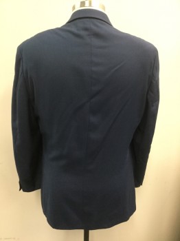 MICHAEL KORS, Navy Blue, Polyester, Rayon, Single Breasted, 2 Buttons,  Notched Lapel, Gabardine,